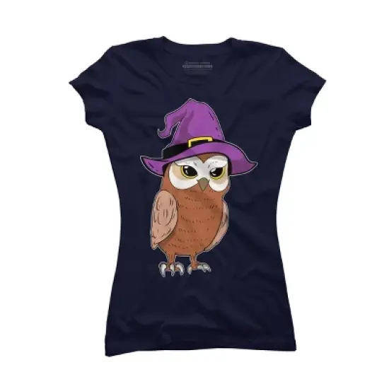 Junior's Design By Humans Owl Witch Halloween T Shirt By thebeardstudio T-Shirt image {5}