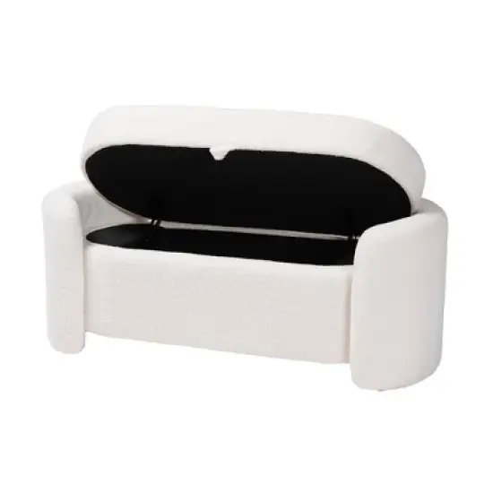Oakes Boucle Upholstered Storage Bench Ivory - Baxton Studio image {1}