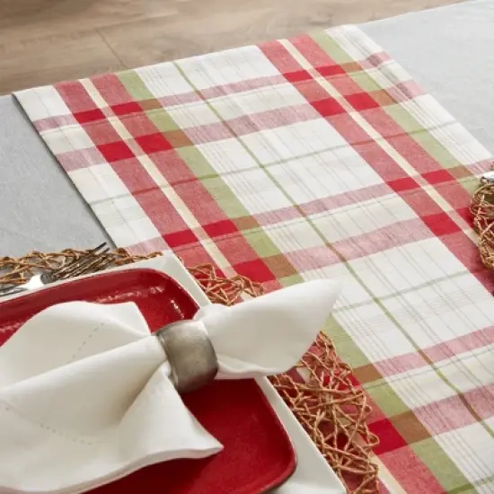 Design Imports  Christmas Plaid Table Runner, Orchard, 14X72" image {3}