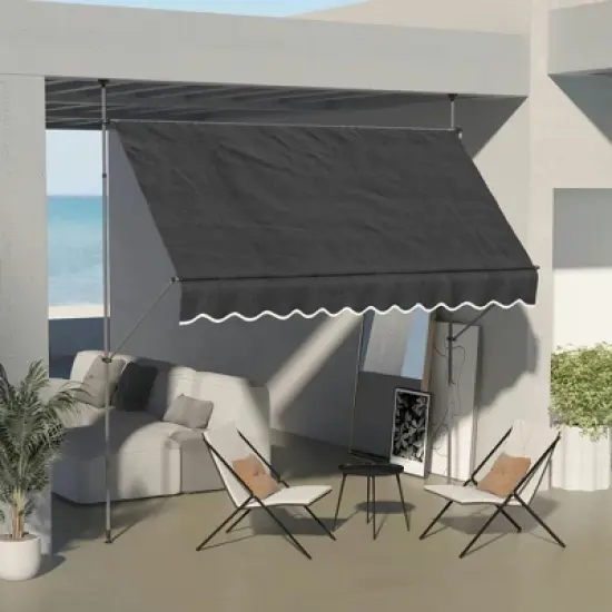 Resenkos Patio Awning, Outdoor Sun Shade Shelter Cover Awnings,10' x 4' Manual Retractable Awning, Non-Screw Patio Awning, UV Resistant, image {4}