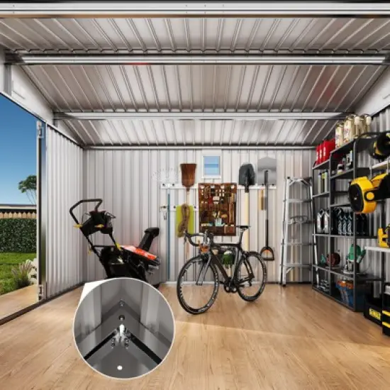 10x12FT Metal Outdoor Storage Shed with Window, Lockable Tool Storage Sheds, Oversized Steel Garden Sheds with Sloped Roof for Backyard, Patio, image {2}