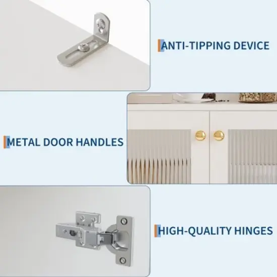 Coucheta 71" Pantry Cabinet - Wooden Sideboard with Microwave Stand, Pegboard & Hutch, Storage Organizer for Dining/Living Room image {5}