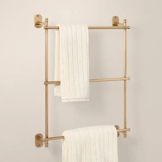 Wall-Mounted Brass Ladder Towel Rack Antique Finish - Hearth & Hand&trade; with Magnolia image {2}