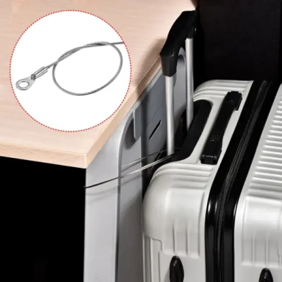 Unique Bargains Stainless Steel Retractable Thin Lanyard Cables with Key Rings 10 Pcs image {3}
