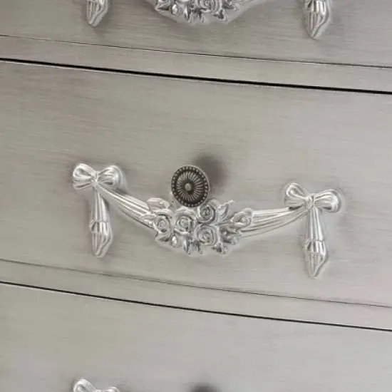 Callen Brushed Wood 3 Drawer Nightstand Silver - Baxton Studio image {5}