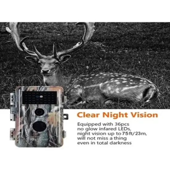 BlazeVideo 2-Pack 24MP 1296P Outdoor Waterproof Night Vision Trail, Game, Photo and Video Cameras with No Glow, Motion Activated for Wildlife Hunting image {2}