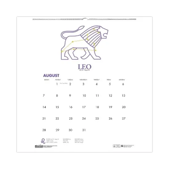 House of Doolittle Recycled Academic Zodiac Wall Calendar 12-Month August 2025 to July 2026 Multicolor Sheets 11 x 14 image {4}