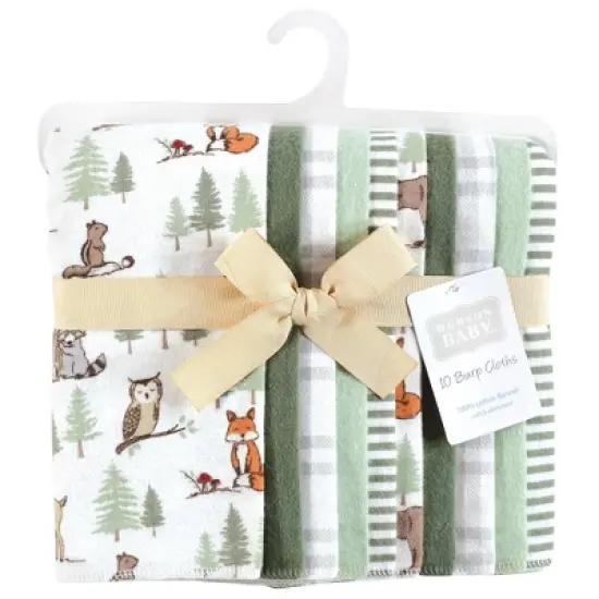 Hudson Baby Infant Boy Cotton Flannel Burp Cloths, Forest Animals, One Size image {1}