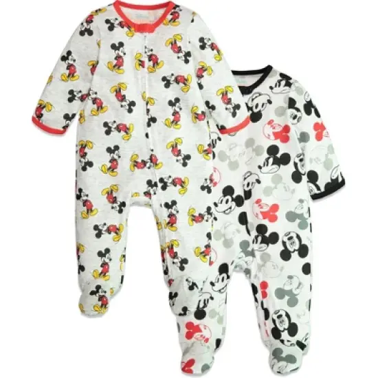 Disney Mickey Mouse Baby 2 Pack Zip Up Sleep N' Play Coveralls Newborn to Infant  image {4}