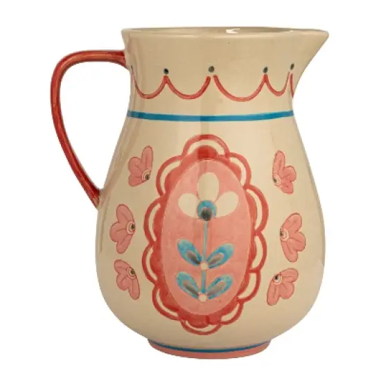 Storied Home Floral Stoneware Pitcher with Handle, Multicolor image {4}