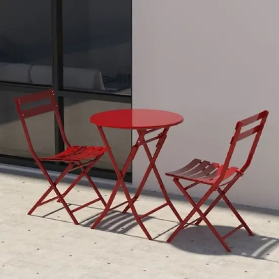 NicBex Colorful Outdoor Dining Table Set Foldable Metal Bistro Table with Chairs,Patio Furniture Bistro Set for Garden,Backyard,Poolside image {3}