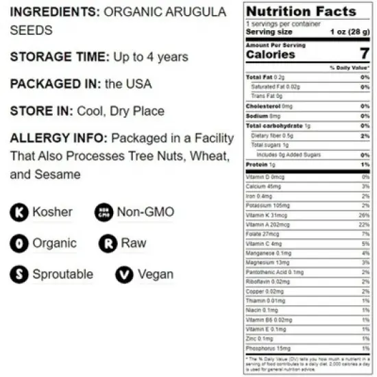 Organic Arugula Sprouting Seeds - by Food To Live image {3}