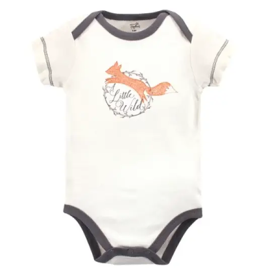 Touched by Nature Baby Boy Organic Cotton Bodysuits 5pk, Fox image {5}