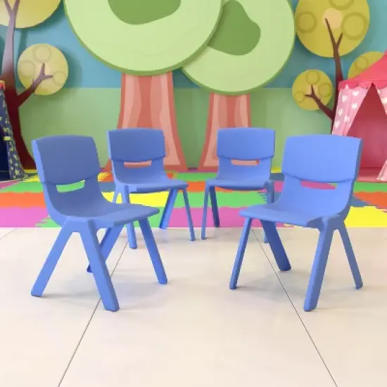 Emma and Oliver 4 Pack Plastic Stackable K-2 School Chair with 13.25"H Seat image {1}