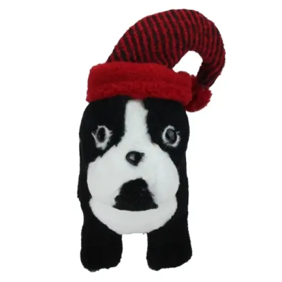 Northlight Plush Standing Bulldog with Striped Hat and Collar Christmas Decoration - 11.5" image {1}