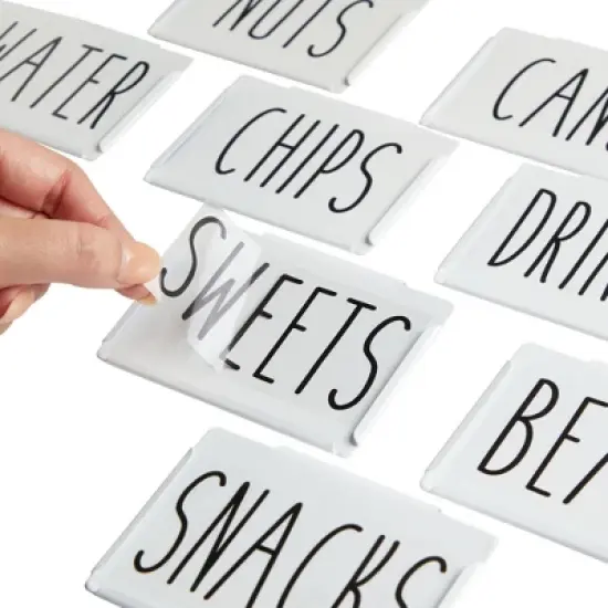 Talented Kitchen Talented Kitchen 8 Piece Metal Basket Labels Clip On Holders with 40 Labels, White Label Clips for Storage Bins image {4}