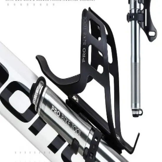 PRO BIKE TOOL 100 Psi Bike Pump with Gauge Fits Presta and Schrader, Matt Black image {2}