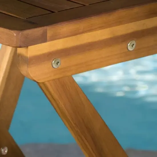 Tundra Set of 2 Acacia Wood Folding Patio Bar Chair - Natural - Christopher Knight Home image {3}