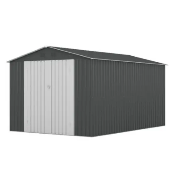 SEVOBAL Storage Sheds Hinge Portal Outside Storage Room With All-Weather Design Metal Tool Shed For Backyard, Patio, Lawn, Gray, 101.6"*142.1"*80.1" image {1}