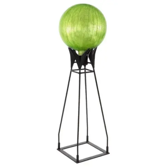 33" Iron Gazing Globe Ball Stand with Baseplate Black Powder Coat Finish - ACHLA Designs image {1}