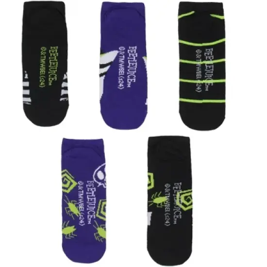 Beetlejuice It's Show Time 5 Pack No-Show Ankle Socks image {3}