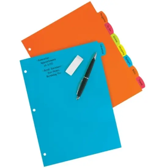 Avery Big Tab Write & Erase Durable Plastic Dividers, 8-Tab Set, Multicolor Brights, 3 Sets (21210) image {1}