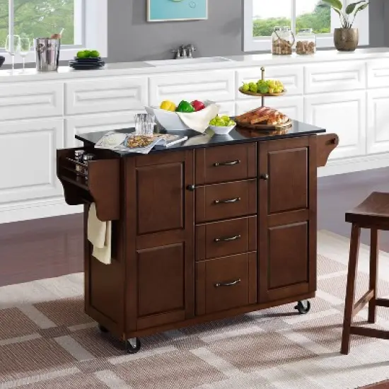 Eleanor Granite Top Kitchen Cart Mahogany/Black - Crosley image {3}