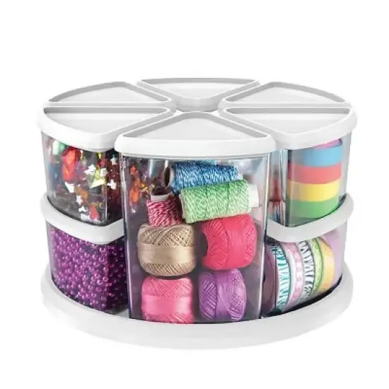 Deflecto&reg; Carousel Rotating Organizer, 9-Bin, White image {2}