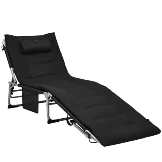 Tangkula 4-Level Oversize Folding Chaise Lounge Adjustable Outdoor Beach with Removable Cushion image {9}