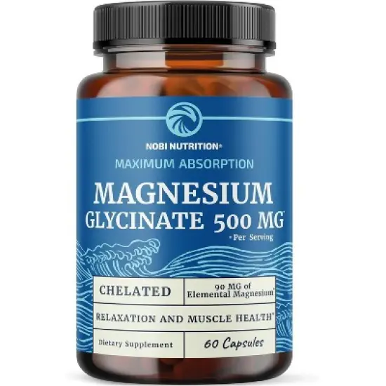 Magnesium Glycinate 500mg Supplement, High Absorption Formula for Sleep, Calm, Muscle Relaxation, Heart, Bone & Nerve Support, Nobi Nutrition image {10}