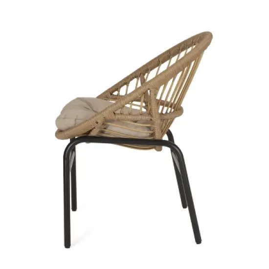 2pk Whitten Outdoor Wicker Dining Chairs with Cushions: UV Protection, Weather-Resistant - Christopher Knight Home image {3}