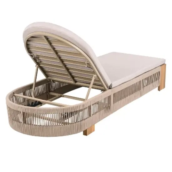 Christopher Knight Home Lariya Outdoor Adjustable Acacia Wood and Rope Chaise Lounge with Water-Resistant Cushions (Set of 4) image {5}