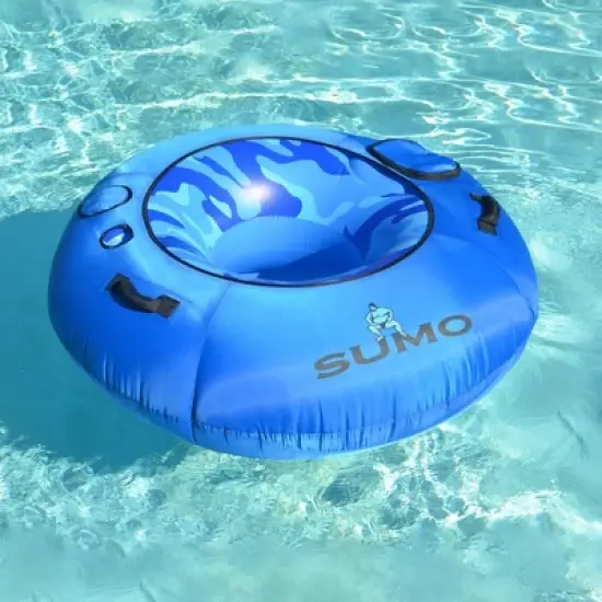 Swimline 54" Inflatable 1-Person Camouflage Sumo-Sized Swimming Pool Sport Tube with Cup Holder - Blue image {3}