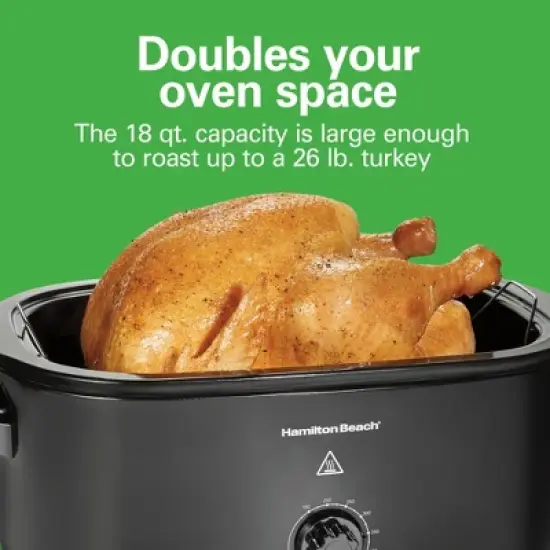 Hamilton Beach 20Qt Roaster Oven 32210: Metal, 3 Settings, 1450W, Bakes & Roasts, Hand Wash, Black, Slow Cooker Function image {1}
