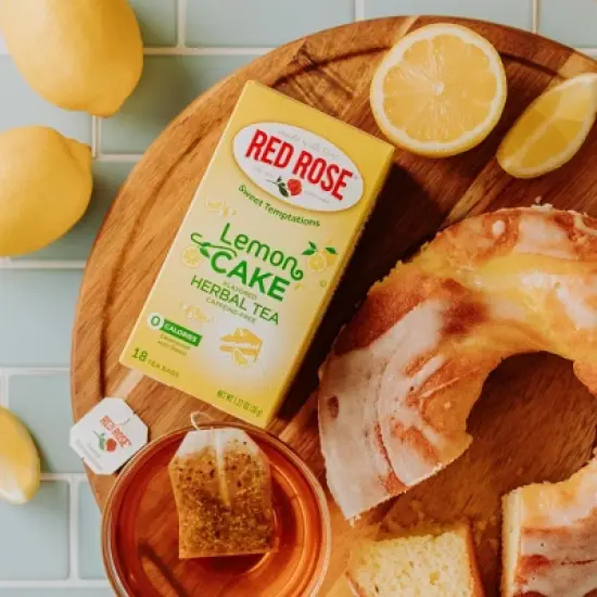 Red Rose Sweet Temptations Dessert Tea Lemon Cake, Herbal Tea, 18 Count Pack of 6 image {3}