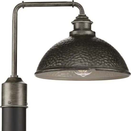 Progress Lighting Englewood 1-Light Outdoor Post Lantern, Steel, Antique Pewter, Hammered Shade image {5}
