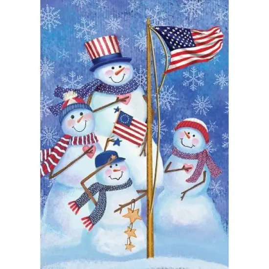 Briarwood Lane Patriotic Snowmen Winter Garden Flag American Flag Snowman Family 18" x 12.5" image {2}