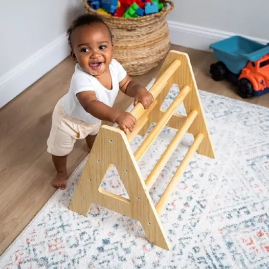 Avenlur Maple Baby Pikler - Wood Small Triangle Climbing Set with Ladder Slide and Rocker image {7}