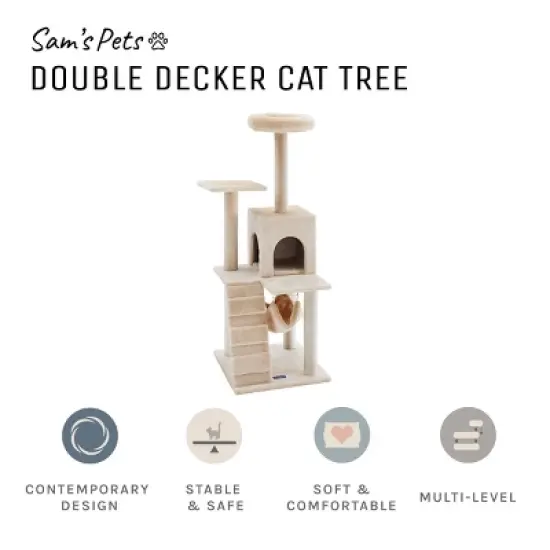 Sam's Pets Decker 51 Inch Cream Cat Tree image {6}