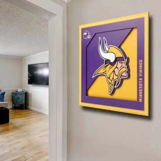 NFL Minnesota Vikings 3D Logo Series Wall Art - 12"x12" image {2}