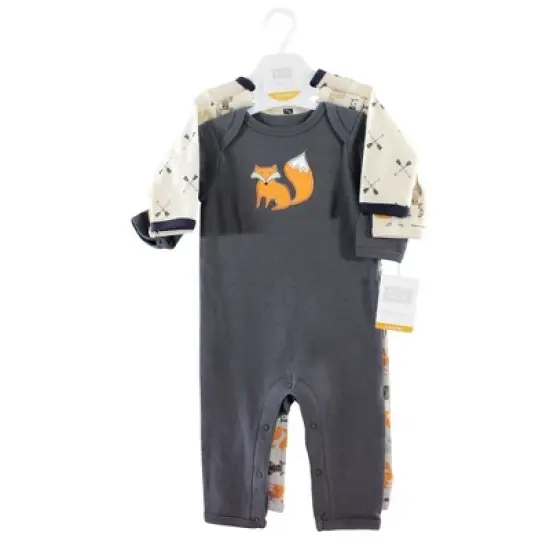 Hudson Baby Infant Boy Cotton Coveralls 3pk, Forest image {1}