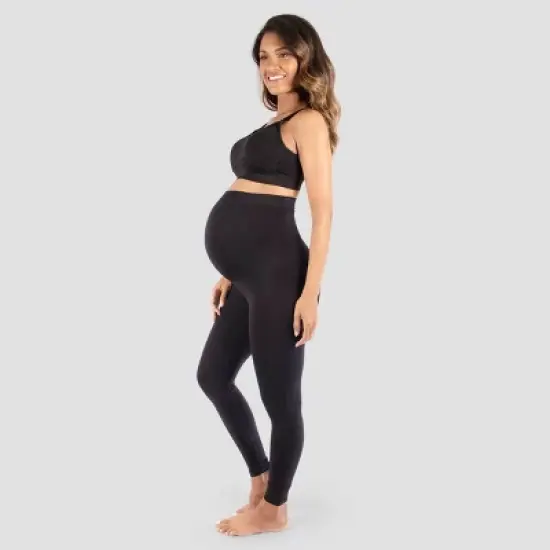 Maternity Belly Support Seamless Footless Tights - Isabel Maternity by Ingrid & Isabel&trade; Black image {2}