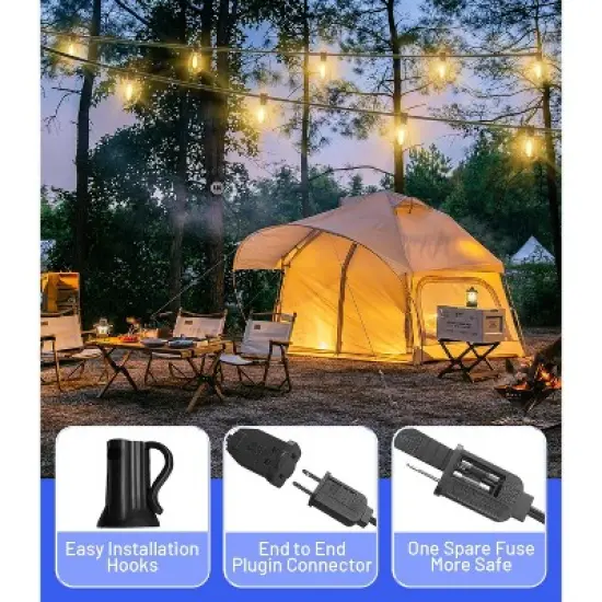 Itopfox Ultra Long Outdoor LED String Lights with Shatterproof S11 Edison Bulbs, Waterproof Hanging Light for Backyard Deck Porch Party Decor image {4}