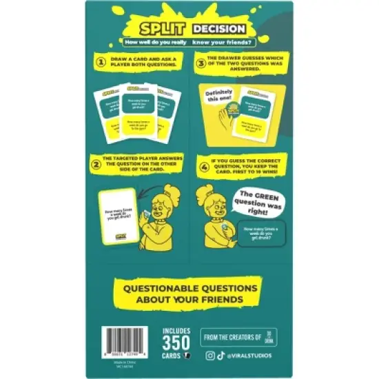 Viral Studios Split Decision Board Game: Emotional Development, Party Game for 3+ Players, Includes Cards, 30+ Minutes Play image {1}