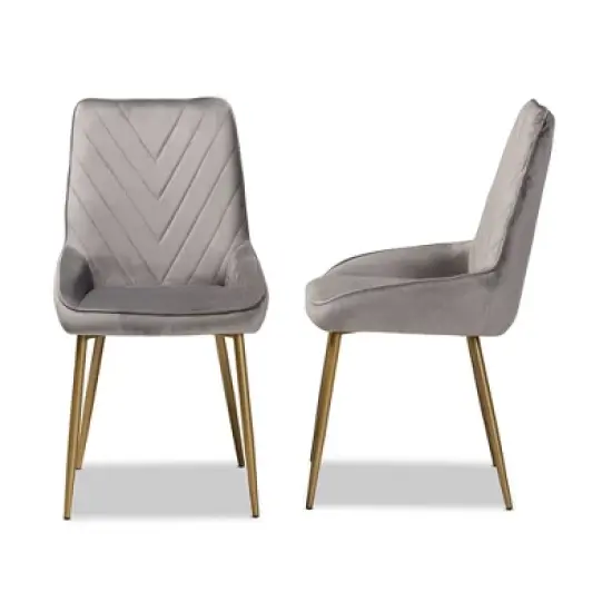 2pc Priscilla Velvet Fabric Upholstered Metal Dining Chair Set - Baxton Studio image {2}