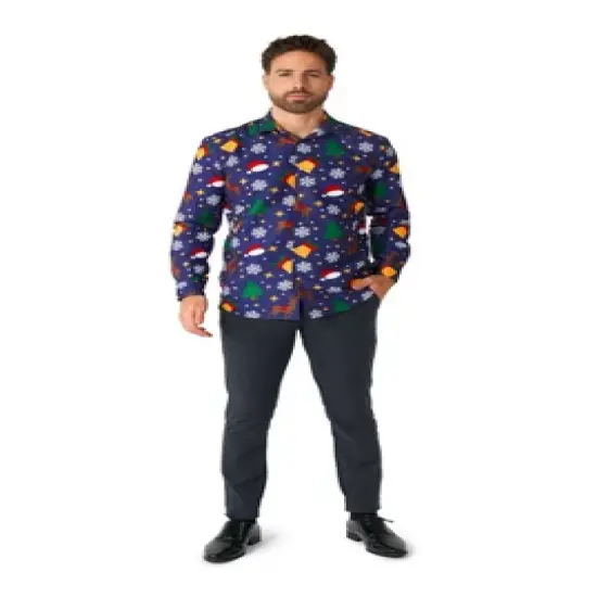 Suitmeister Men's Christmas Shirt - Christmas Icons Blue image {2}