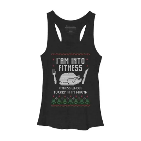 Women's Design By Humans Fitness Whole Turkey Ugly Christmas Sweater By shirtpublic Racerback Tank Top image {3}