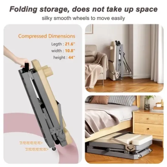 SEVOBAL Pilates Reformer Foldable Pilates Machine Equipment Home Use Gym Workout Advanced Beginners Users Up to 330lbs Capacity, Beige, image {4}