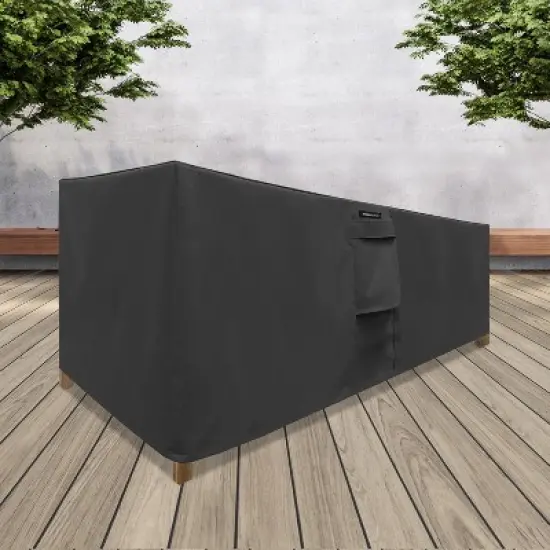 KHOMO GEAR Square Table Cover &ndash; Waterproof, Heavy-Duty Outdoor Furniture Cover in Black &ndash; Fits Patio Coffee, Side & Small Square Tables - 70x25x34 image {1}