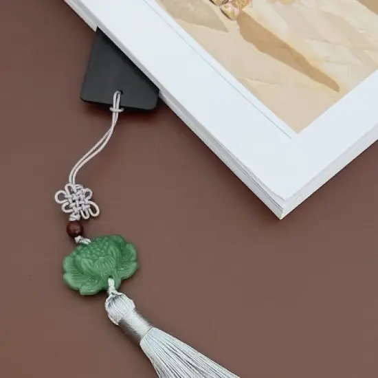 Wrapables Sandalwood Bookmark with Pendant Tassel for Book Lovers and Readers, Water Lily image {4}